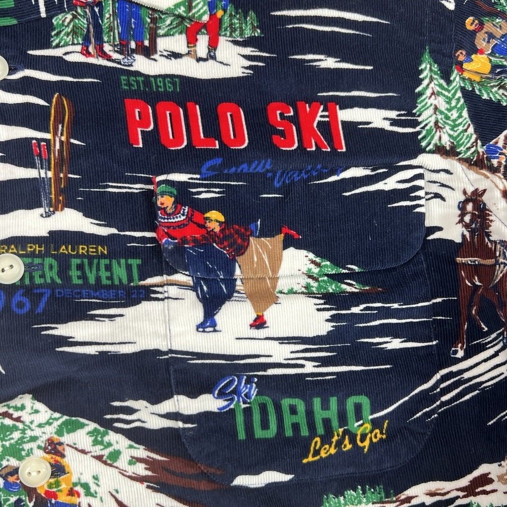Polo Ralph Lauren Holiday Sun Valley Ski Graphic Button Down Shirt Classic SMALL - Picture 3 of 9